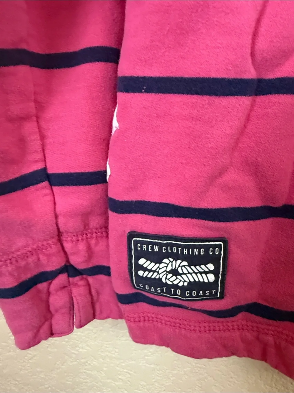 J. Crew Pink and Navy Striped Quarter-Zip Pullover